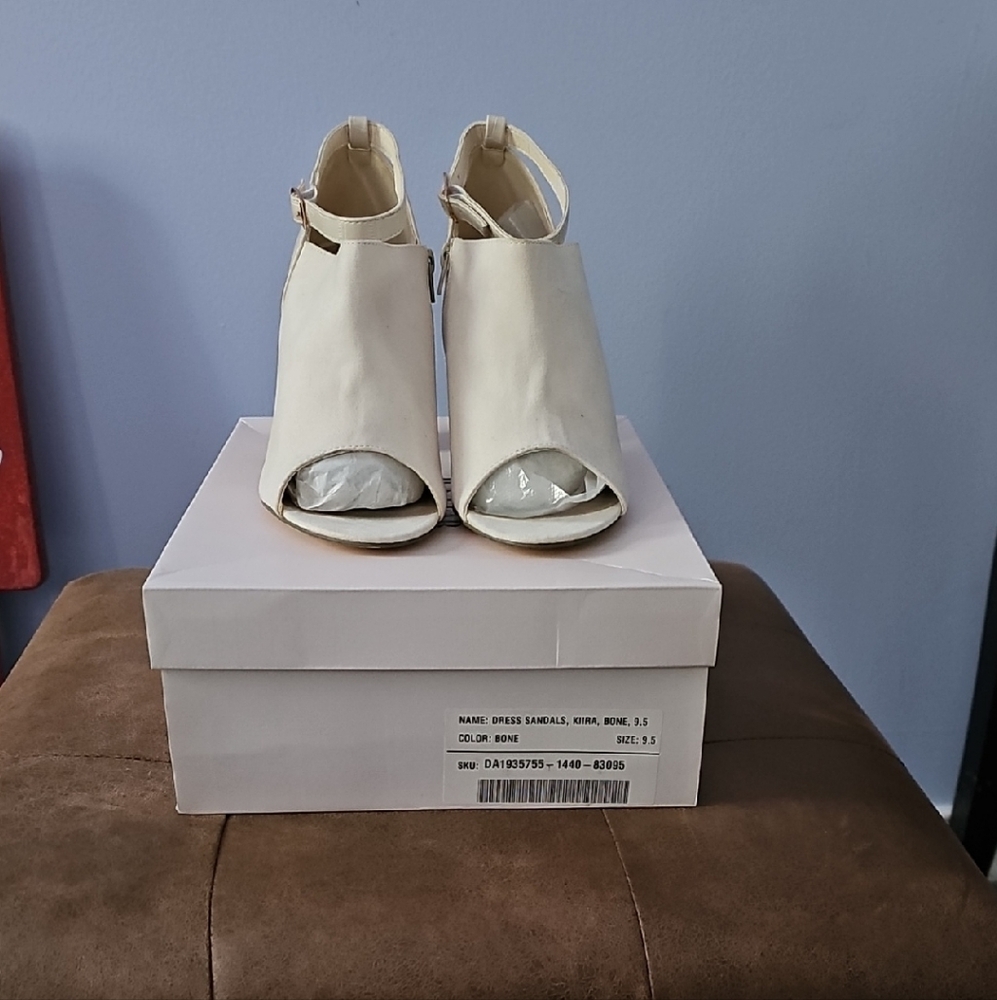 JustFab Cream Open-Toe Heels